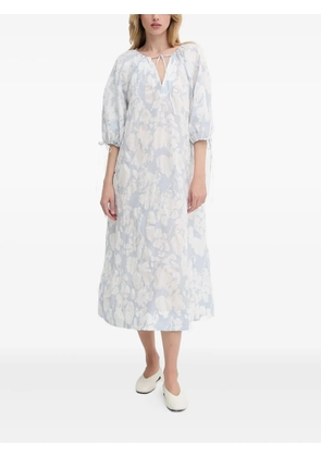 SAMSOE SAMSOE floral-pattern tie-detail midi dress - White