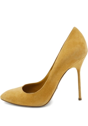 Sergio Rossi Vintage pre-owned 115mm suede pointed-toe pumps - Yellow