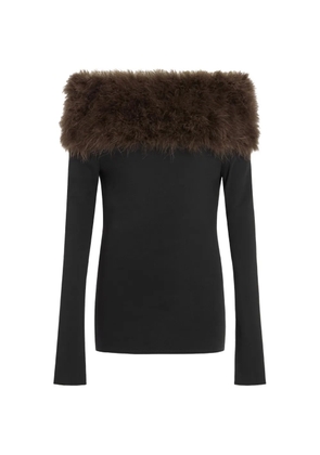 16Arlington Canter feather long-sleeve top - Black