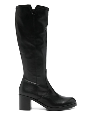 Progetto block-heel leather boots - Black