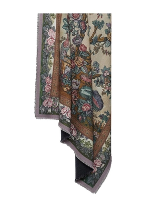 Pierre-Louis Mascia floral-pattern fringed-edges scarf - Blue