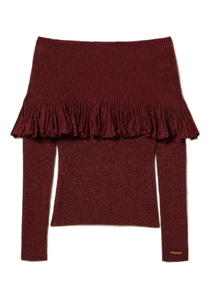 TWINSET off-shoulder ruffled top - Red