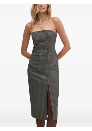 Sisley pinstriped strapless midi dress - Grey