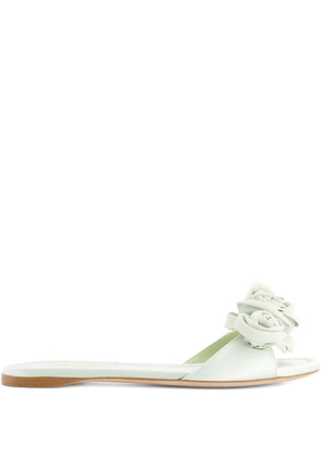 Giambattista Valli rose-appliqué flat sandals - Green