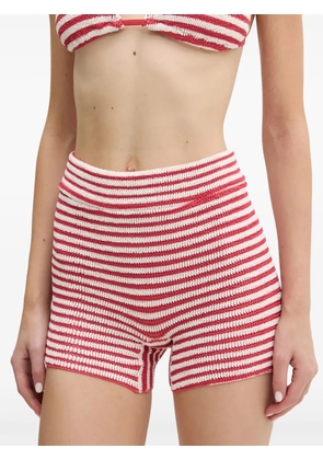 Bond-eye striped high-waisted bikini bottoms - Red