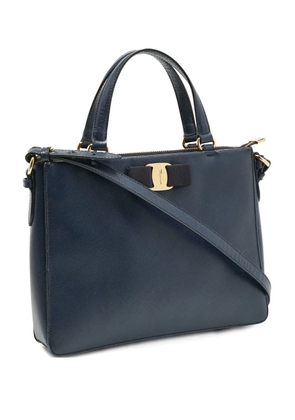 Ferragamo Pre-Owned bow calf leather tote bag - Blue