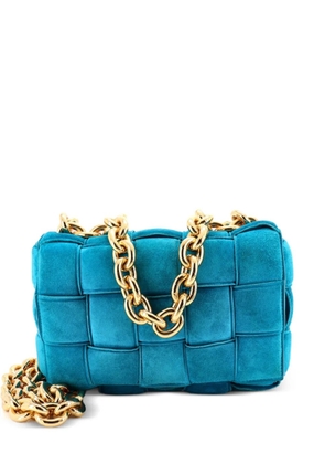 Bottega Veneta Pre-Owned Cassette Chain Padded Maxi Intrecciato Suede crossbody bag - Blue