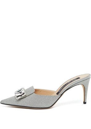 Sergio Rossi Vintage pre-owned crystal-embellished pointed-toe mules - Silver
