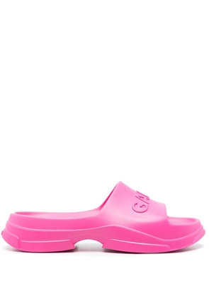 GANNI logo-embossed chunky slides - Pink