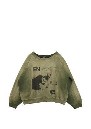Enfants Riches Déprimés My Death My Life logo-detail raglan-sleeves crewneck sweatshirt - Green