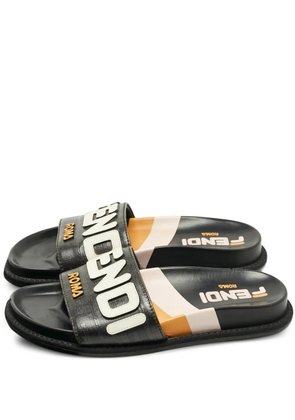 Fendi Pre-Owned Mania leather slides - Black