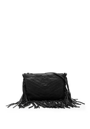 Saint Laurent Pre-Owned 2015 Chevron Sheepskin Monogram Fringe crossbody bag - Black