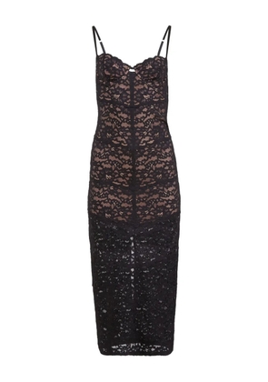 Fleur Du Mal Charlotte lace slip midi dress - Black
