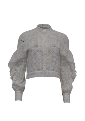 Self-Portrait floral-embroidered blouse - White