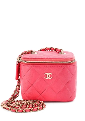 CHANEL Pre-Owned Classic Vanity Case with Chain Quilted Caviar Mini pouch - Pink