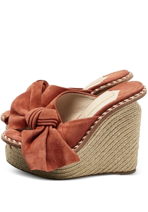 Paloma Barceló suede bow wedge espadrille - Orange