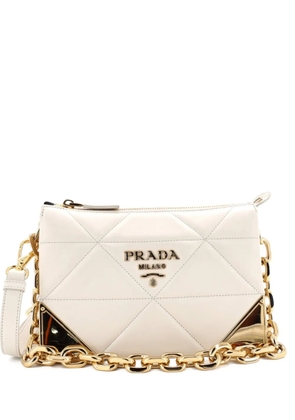 Prada Pre-Owned Structured Logo Quilted Leather Mini crossbody bag - White
