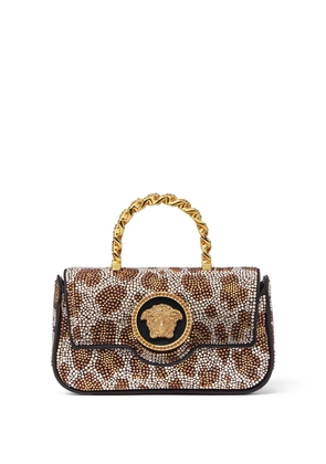 Versace La Medusa crystal-leopard mini bag - Brown