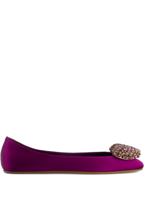 Giambattista Valli heart-embellished satin ballet flats - Purple