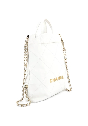 CHANEL Pre-Owned 22 Chain Quilted Calfskin Medium backpack - White