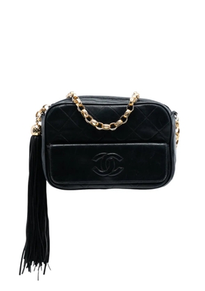 CHANEL Pre-Owned 1989-1991 Mini CC Quilted Lambskin Tassel Camera Bag crossbody bag - Black