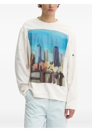 HUGO cityscape long-sleeved T-shirt - White