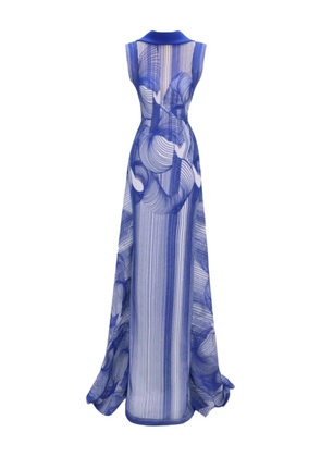 Gemy Maalouf embroidered pattern maxi dress - Blue