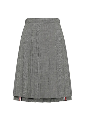 Thom Browne houndstooth-pattern pleated midi skirt - Grey