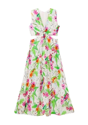 Desigual cut-out floral-print maxi dress - White