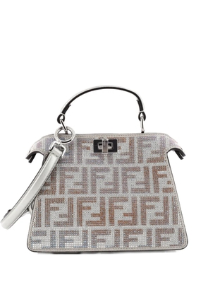 Fendi Pre-Owned Peekaboo ISeeU Bag Zucca Crystal Embellished Suede Petite satchel - Grey