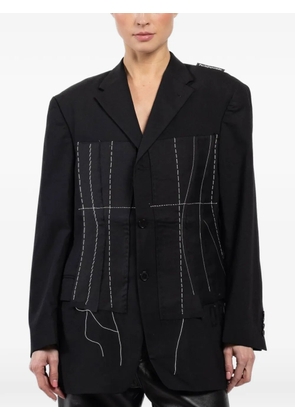 1/OFF contrasting-stitching buttoned blazer - Black