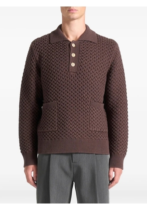 Manière De Voir waffle-knit polo shirt - Brown