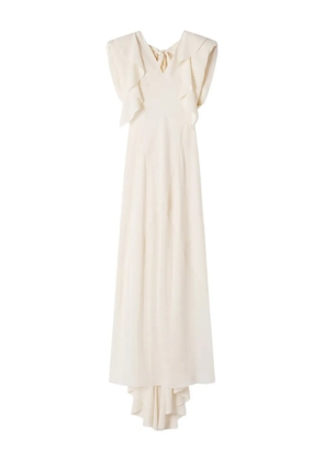 Lanvin ruffled V-neck maxi dress - Neutrals