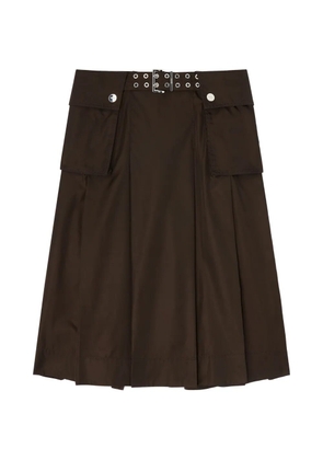 GANNI pleated belted midi skirt - Brown