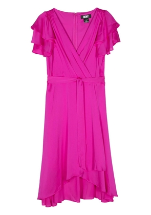 DKNY ruffle-detail midi dress - Pink