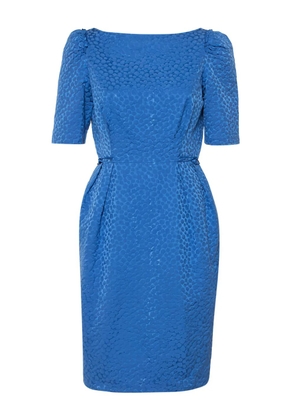 Carolina Herrera Vintage textured short-sleeve dress - Blue