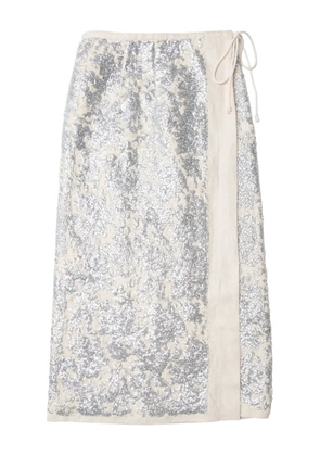 Muller Of Yoshiokubo sequin-embellished wrap skirt - Neutrals