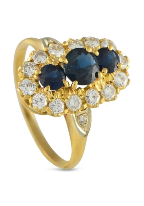 Mikimoto 18K yellow gold sapphire diamond ring