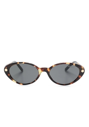 Versace Eyewear tubular Greca oval-frame sunglasses - Brown