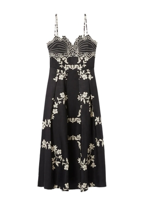Claudie Pierlot floral-pattern embroidered midi dress - Black