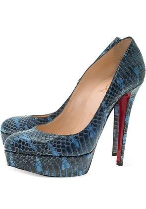 Christian Louboutin Pre-Owned 130mm Bianca snakeskin platform pumps - Blue