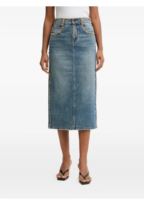 Miss Sixty beaded-trim denim midi skirt - Blue