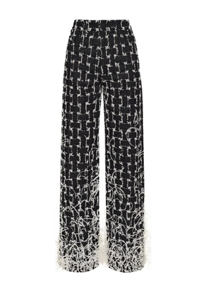 Oscar de la Renta jacquard feather-trim pants - Black