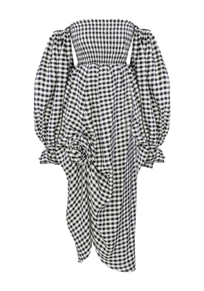 Sleeper Atlanta checked off-shoulder dress - Black