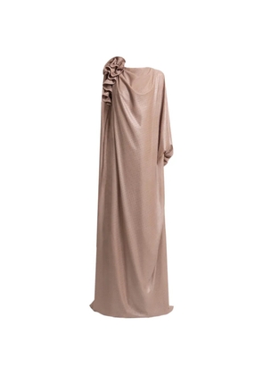 Gemy Maalouf draped floral embellishment maxi kaftan - Brown