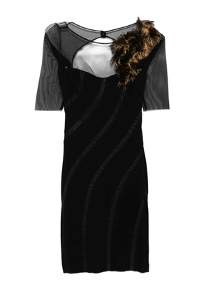 Gemy Maalouf feather-embellished sheer-panelled dress - Black