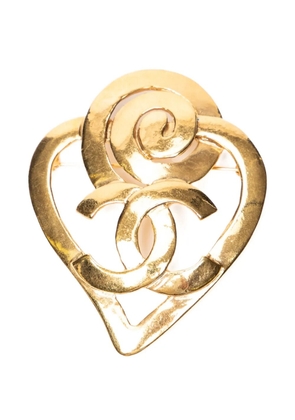CHANEL Pre-Owned Spiral Heart CC brooch - Gold