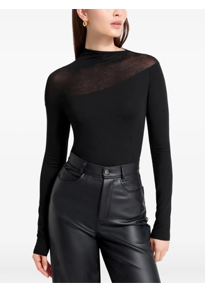 Marcella Dove sheer-diagonal top - Black
