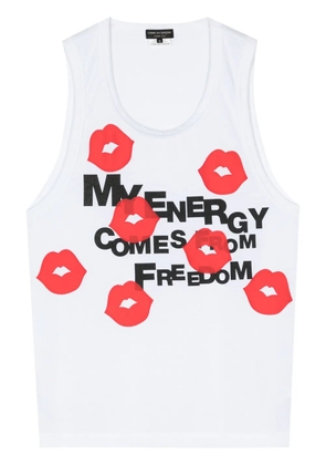 Comme des Garçons Homme Plus Lips-print scoop-neck tank top - White