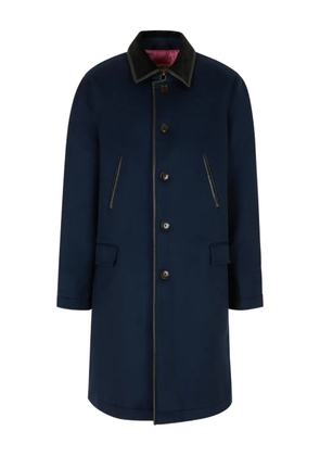 Marni contrast collar logo-patch coat - Blue